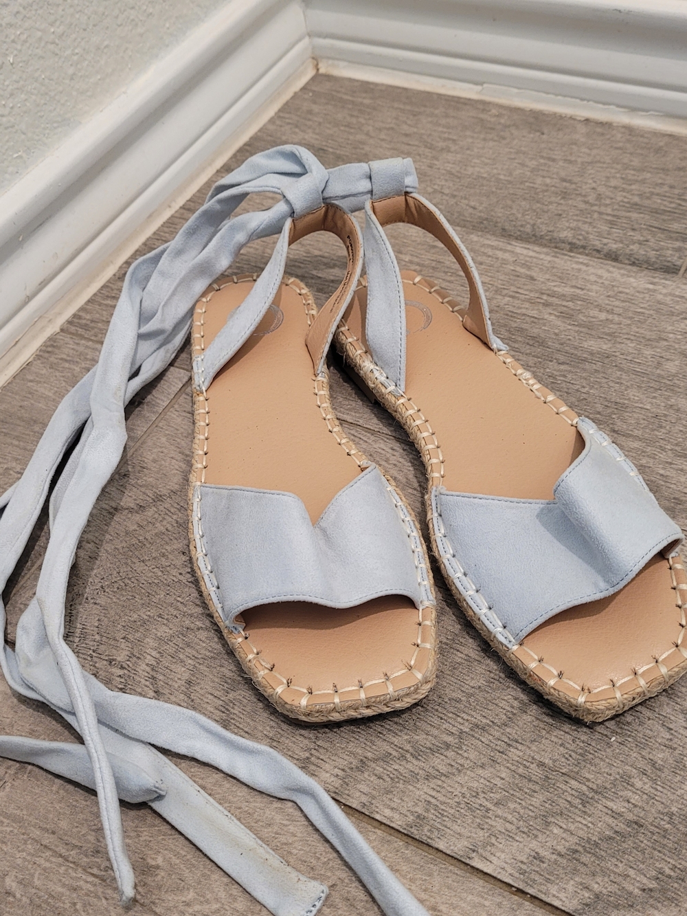 Journee Collection Light Blue Tie-Up Espadrille Sandals